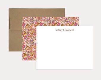 Personalized Paisley Notecard Set, Custom Monogram Stationery