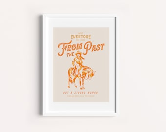 Lámina artística de vaquera y caballo / Mujer fuerte del oeste (descarga digital)