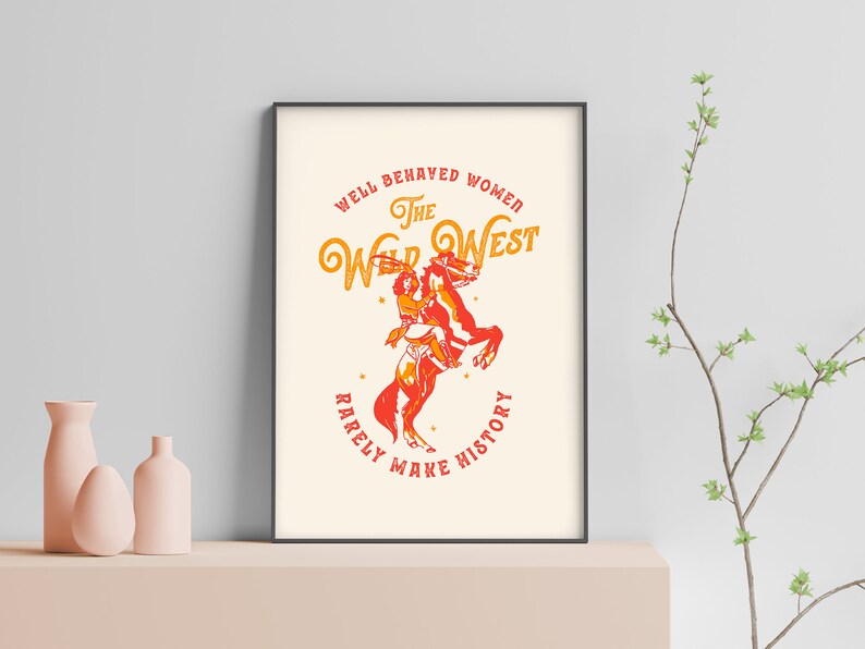 Cowgirl Horse Poster, Western Art Print (Digital Download) image 3