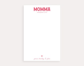 Personalized Mom Notepad with Pink Hearts - Custom Stationery