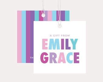 Personalized Kids Gift Tag | Color Block Name Tag