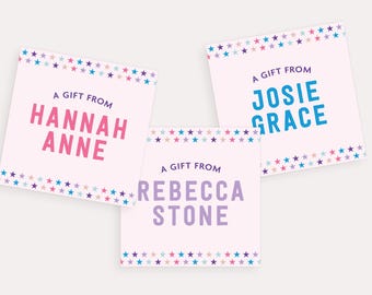 Custom Stickers Birthday Gift Stickers Girls A Gift From Stickers Printable To From Labels Name Stickers Back to School Kids Sticker Girl