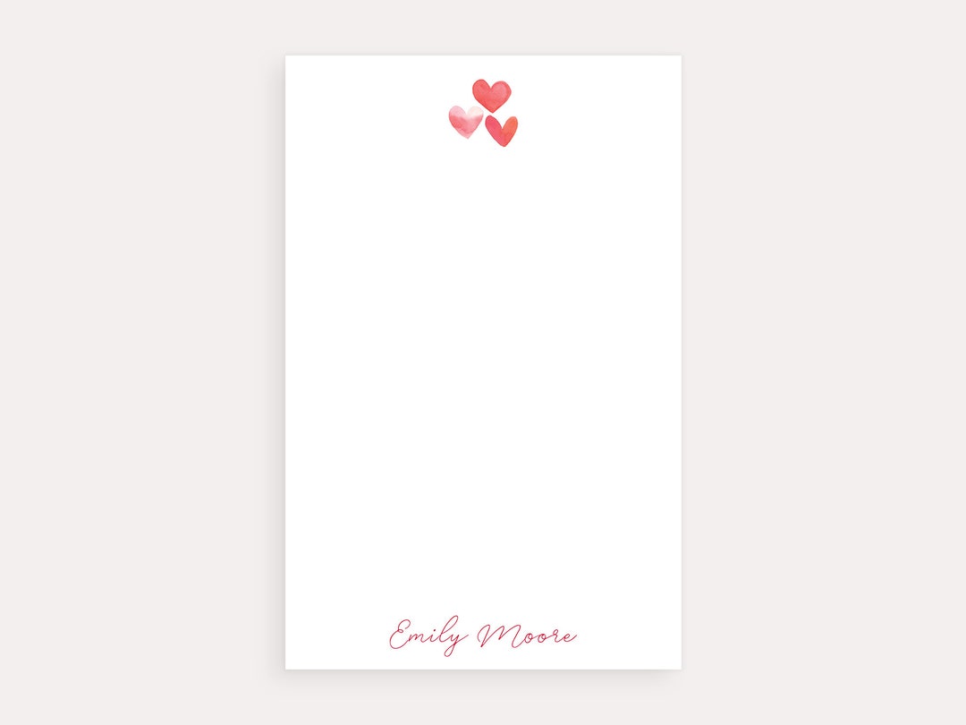 Heart Notepad Custom Notepads Valentine's Day Gift Personalized Notepad ...