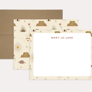 Personalized Western Stationery Cards Personalized Notecard Set Horse Stationary Western Notes Tan Vintage Cards Cactus Notepad Western Patt