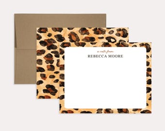 Custom Cheetah Print Card – Personalized Note Card – Leopard Print Stationery Set