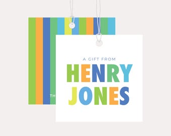 Personalized Color Block Gift Tags for Boys