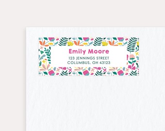 Floral Return Address Labels | Personalized Watercolor Flowers Stickers