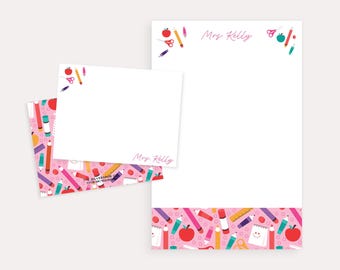 Personalized Teacher Stationery Set | Custom Notecards & Notepad