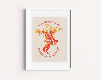 Cowgirl Horse Poster, Western Art Print (Digital Download)