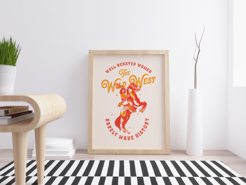 Cowgirl Horse Poster, Western Art Print (Digital Download) image 2