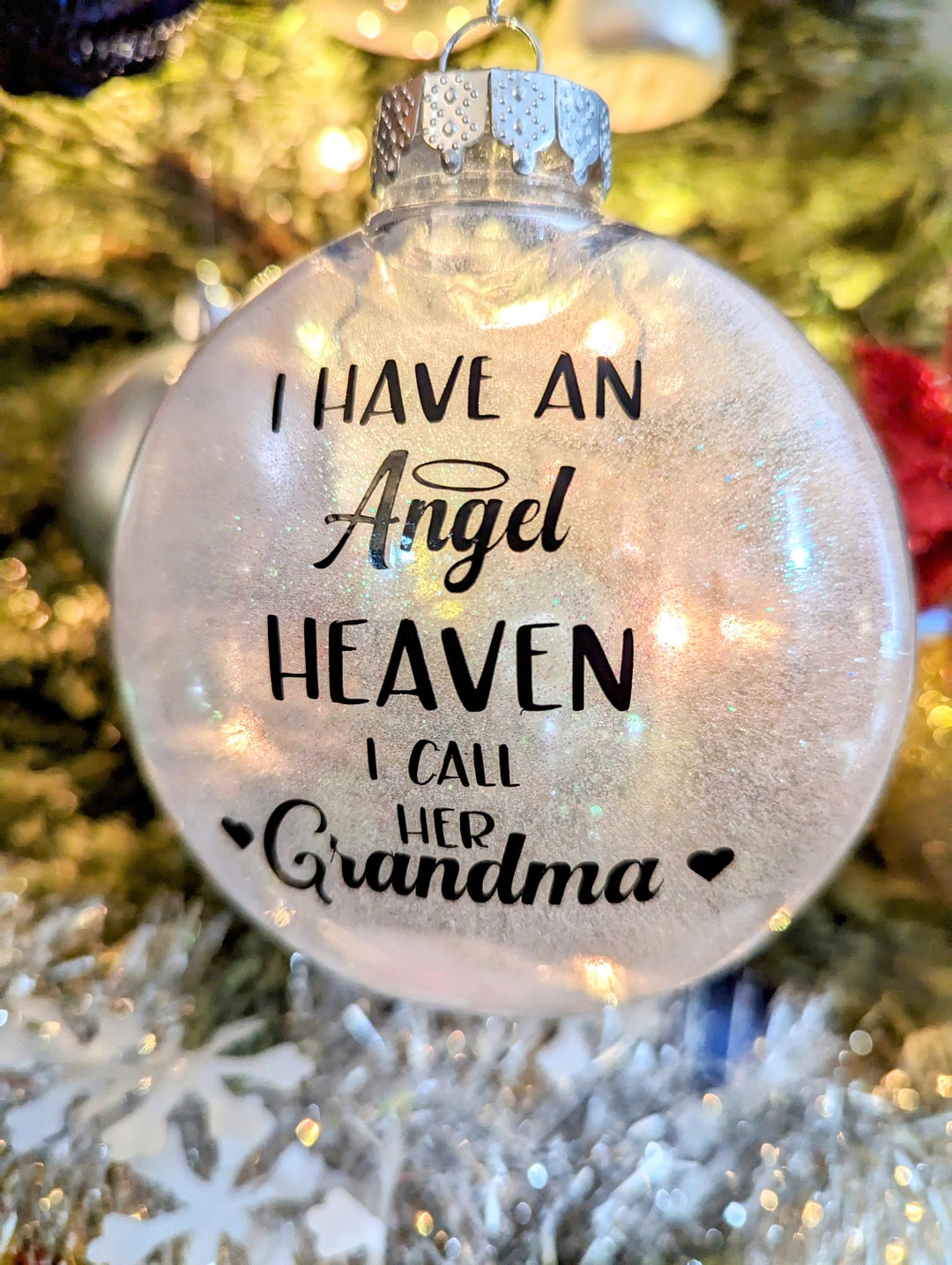 Memorial Christmas Ornaments, Personalized Glitter Ornament Customized