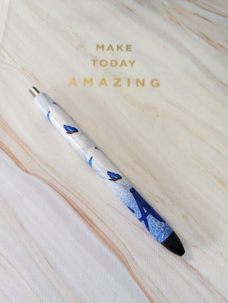 Butterfly Custom Pen, Blue Butterfly Pen, Resin Pen, Mother's Day Gifts, Personalized Pen, Sweet 16, Wedding Favors, Party Favors, Teacher image 1
