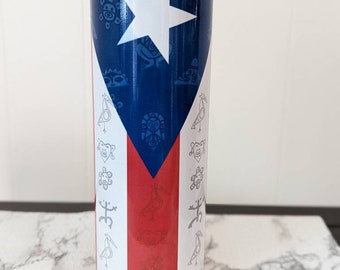 Latino Tumbler, Puerto Rico, Taino, Boricua Cup, Cold Drink Cup, Personalized Gift, Graduation Gift, Coffee Cup, Student Gift