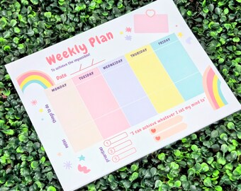 Weekly Planner, English or Spanish Weekly Planner, Personalized Planner, Desk Planner, Gift for Teachers, Gifts for Mom, Notepads