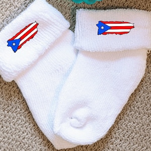 Puerto Rico Baby Socks, Custom Baby Socks, Boricua Baby, Latino, Baby Accessories, Unisex Baby Clothes, Add on Baby Gift, Latina, Baby Gift
