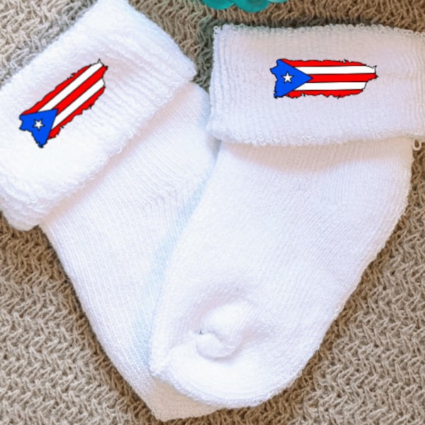 Puerto Rico Baby Socks, Custom Baby Socks, Boricua Baby, Latino, Baby Accessories, Unisex Baby Clothes, Add on Baby Gift, Latina, Baby Gift