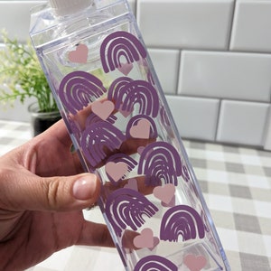 Milk Carton Water Bottle, Rainbow Water Bottle, Acrylic Water Bottle, Personalized Gifts