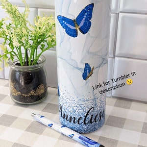 Butterfly Custom Pen, Blue Butterfly Pen, Resin Pen, Mother's Day Gifts, Personalized Pen, Sweet 16, Wedding Favors, Party Favors, Teacher image 3