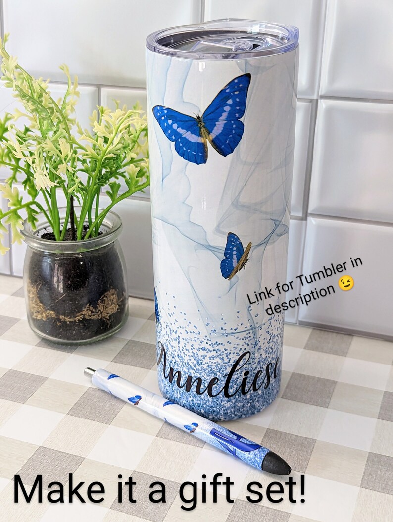 Butterfly Custom Pen, Blue Butterfly Pen, Resin Pen, Mother's Day Gifts, Personalized Pen, Sweet 16, Wedding Favors, Party Favors, Teacher image 3