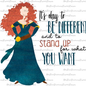 Merida Brave PNG Sublimation Design--Prinzessin Inspirierende Zitate--Aquarell Prinzessin-Aquarell Tapfer Merida PNG-Princess Sublimation Art