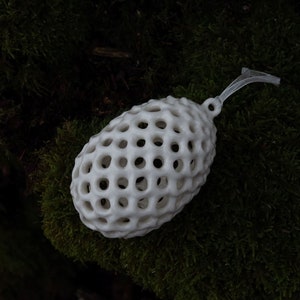 Hanging Egg Ornament. Handmade Porcelain Ornament. image 2