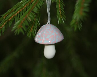 Handmade Porcelain Mushroom Ornament.