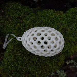 Hanging Egg Ornament. Handmade Porcelain Ornament. image 7