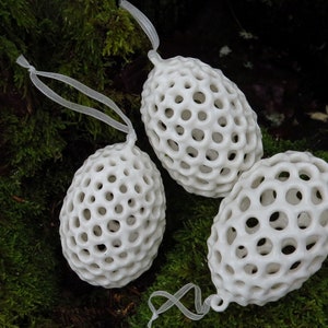 Hanging Egg Ornament. Handmade Porcelain Ornament. image 9