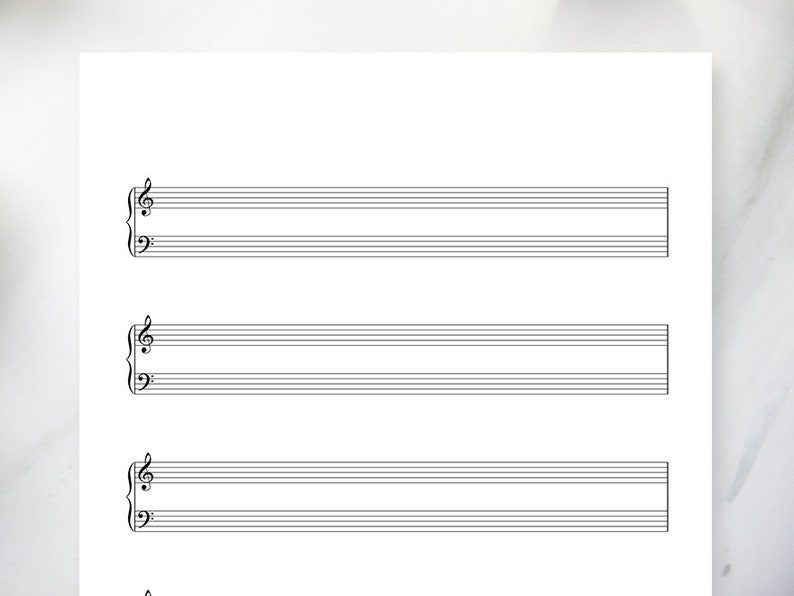 Blank Sheet Music Printable for Piano – Letter and A4 – Printable Music Staff Lines (bonus Key ...