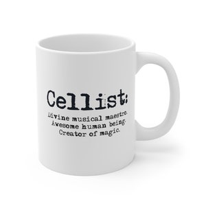 Mug violoncelliste - cadeau violoncelliste et amateur de violoncelle - cadeau pour professeur de violoncelle pour lui hommes femmes, étudiants, cadeaux sur le thème de la musique alto violon basse