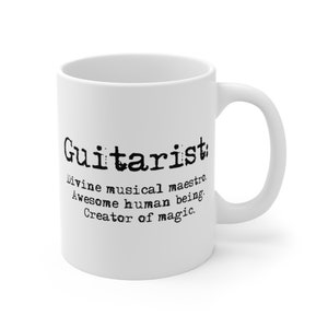 Guitar Mug - Guitar Gift for Him Her Men Women Teacher Guitarist - Musician Gift Music Lover Music Themed Gift - Classical Jazz Pop Bass