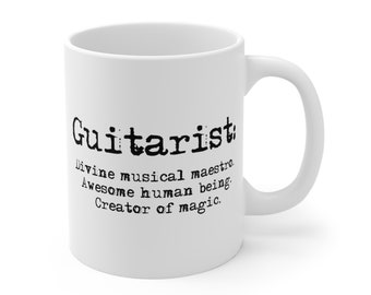 Guitar Mug - Guitar Gift for Him Her Men Women Teacher Guitarist - Musician Gift Music Lover Music Themed Gift - Classical Jazz Pop Bass