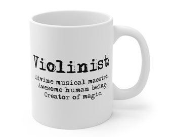 Violin Mug - Violin Gift For Him Her Men Women Teacher Violinist - Musician Gift Classical Music Lover Themed Jazz Viola Cello Double Bass