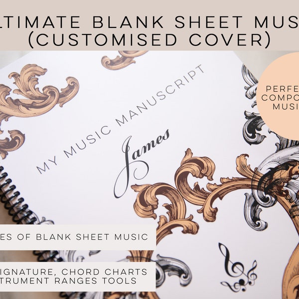 Custom Music Notebook Journal (Blank Sheet Music + More) – Composer Songwriter Personalized Musician Gift – Music Gift For Him, Men, Women