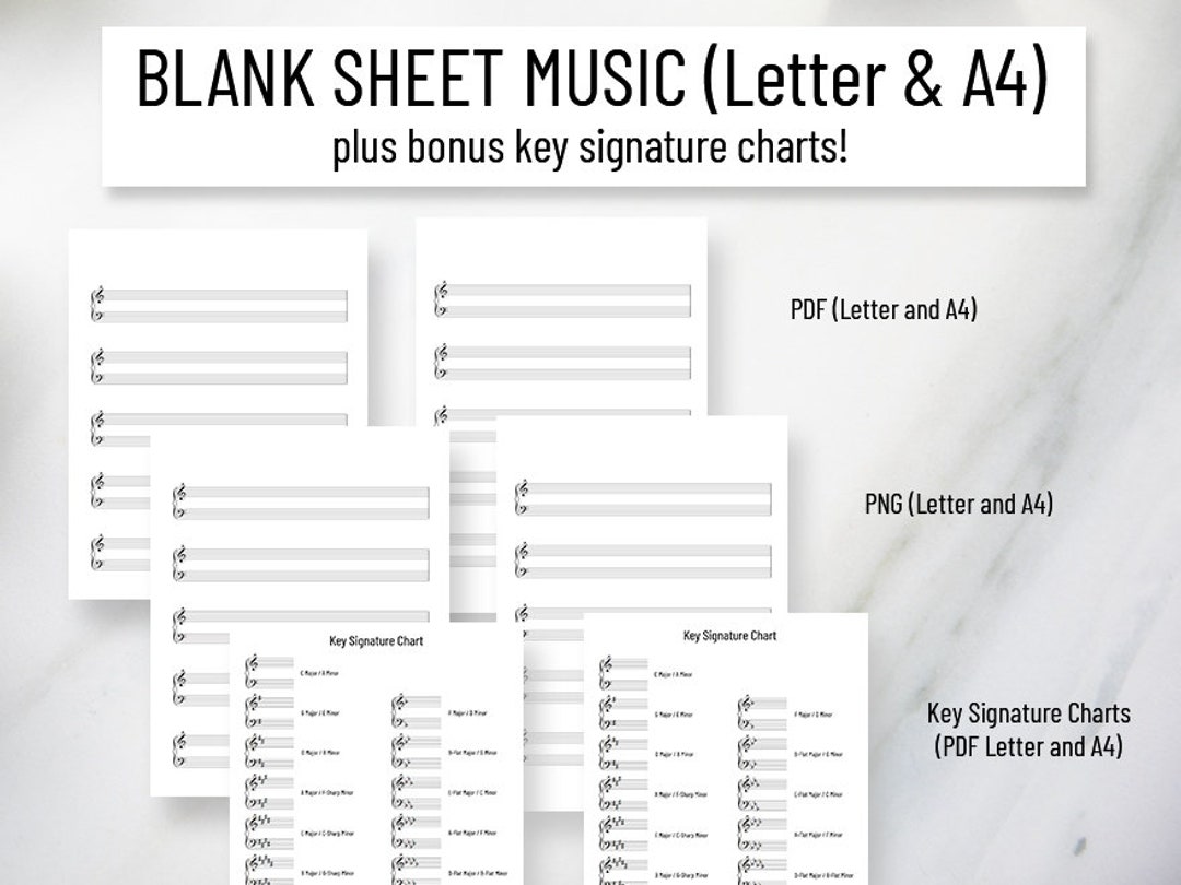 Blank Sheet Music Printable for Piano – Letter and A4 – Printable Music ...