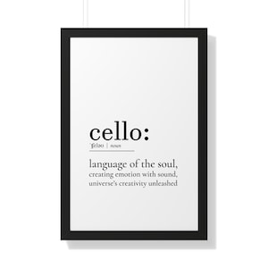 Cello Poster - Cello Wall Art Print Framed - Gift For Cellists