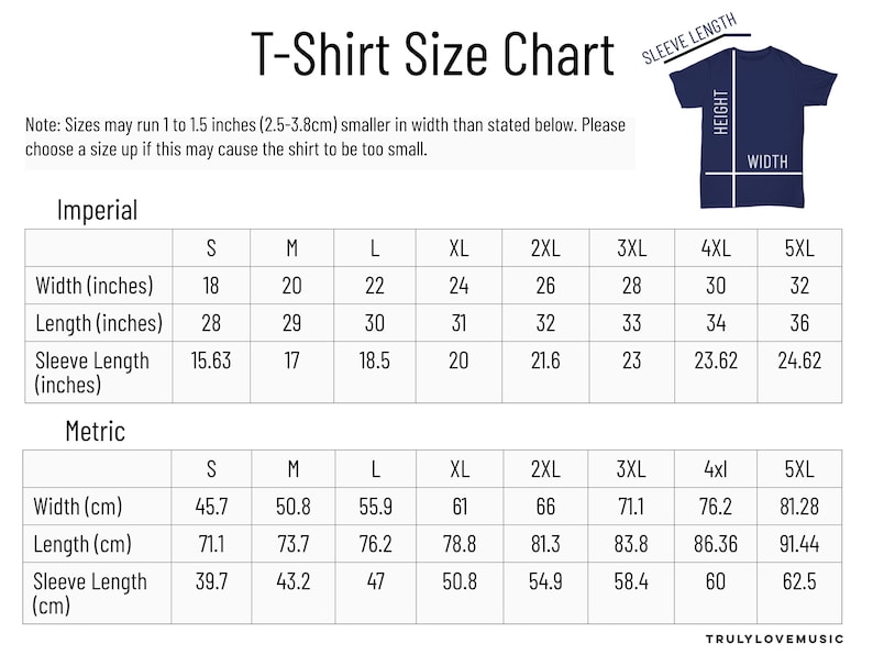 t shirt size chart