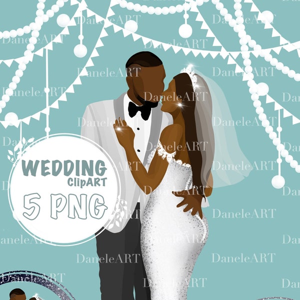 Afro Black Couple PNG, Afro Couple Illustration, Afro Couple Clipart, Wedding Couple Clipart, Wedding Clipart, Black Couple Portrait PNG