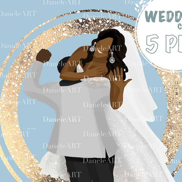 Black Couple PNG, Couple Illustration, Couple Clipart, Wedding Couple Clipart, Wedding Clipart, Black Couple Portrait illustration, Couple