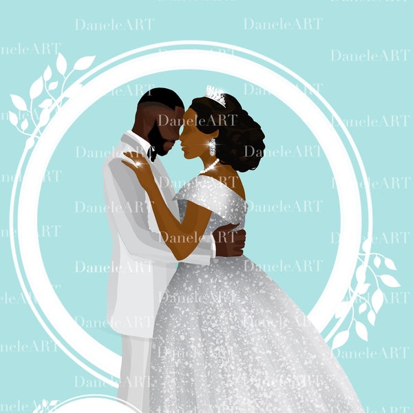 Afro Black Couple PNG, Afro Couple Illustration, Afro Couple Clipart, Wedding Couple Clipart, Wedding Clipart, Black Couple Portrait PNG