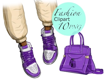 Fashion Clipart Set - Bag, Shoes, Backpack, Purse, Designer Illustration, Stylish Fashion PNG Bundle