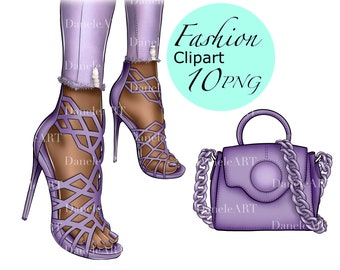 Fashion Clipart Set - Bag, Shoes, Backpack, Purse, Designer Illustration, Stylish Fashion PNG Bundle