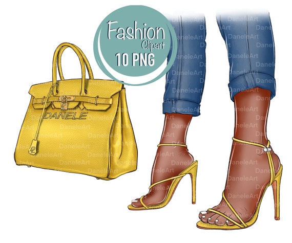 Fashion Bag and High Heel Shoes Clipart Fashion PNG Purse 