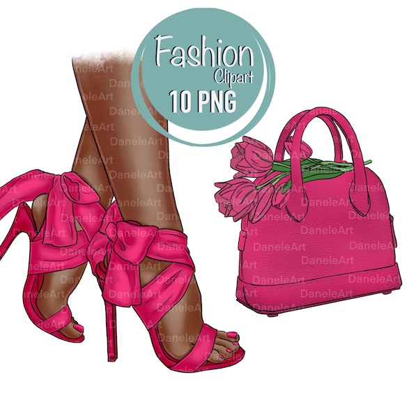 Fashion Bag and High Heel Shoes Clipart, Fashion PNG, Purse, Handbag, Fashion Illustration, Fashion Outfit, Designer