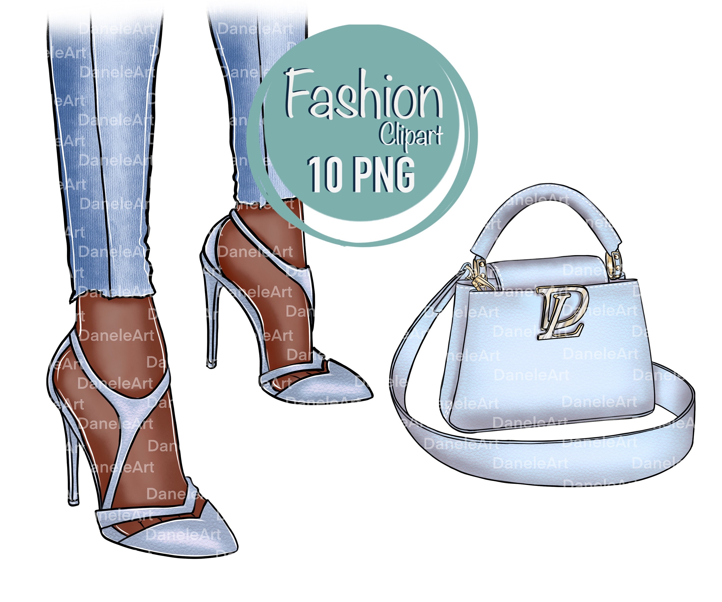 Fashion Bag and High Heel Shoes Clipart Fashion PNG Purse -  Israel