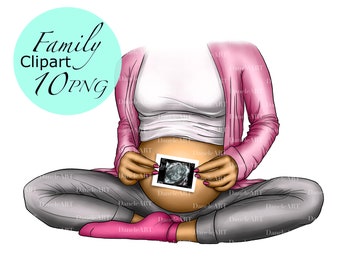 Family Clipart, Ultrasound, Pregnancy, Reveal, Baby Shower, X-ray