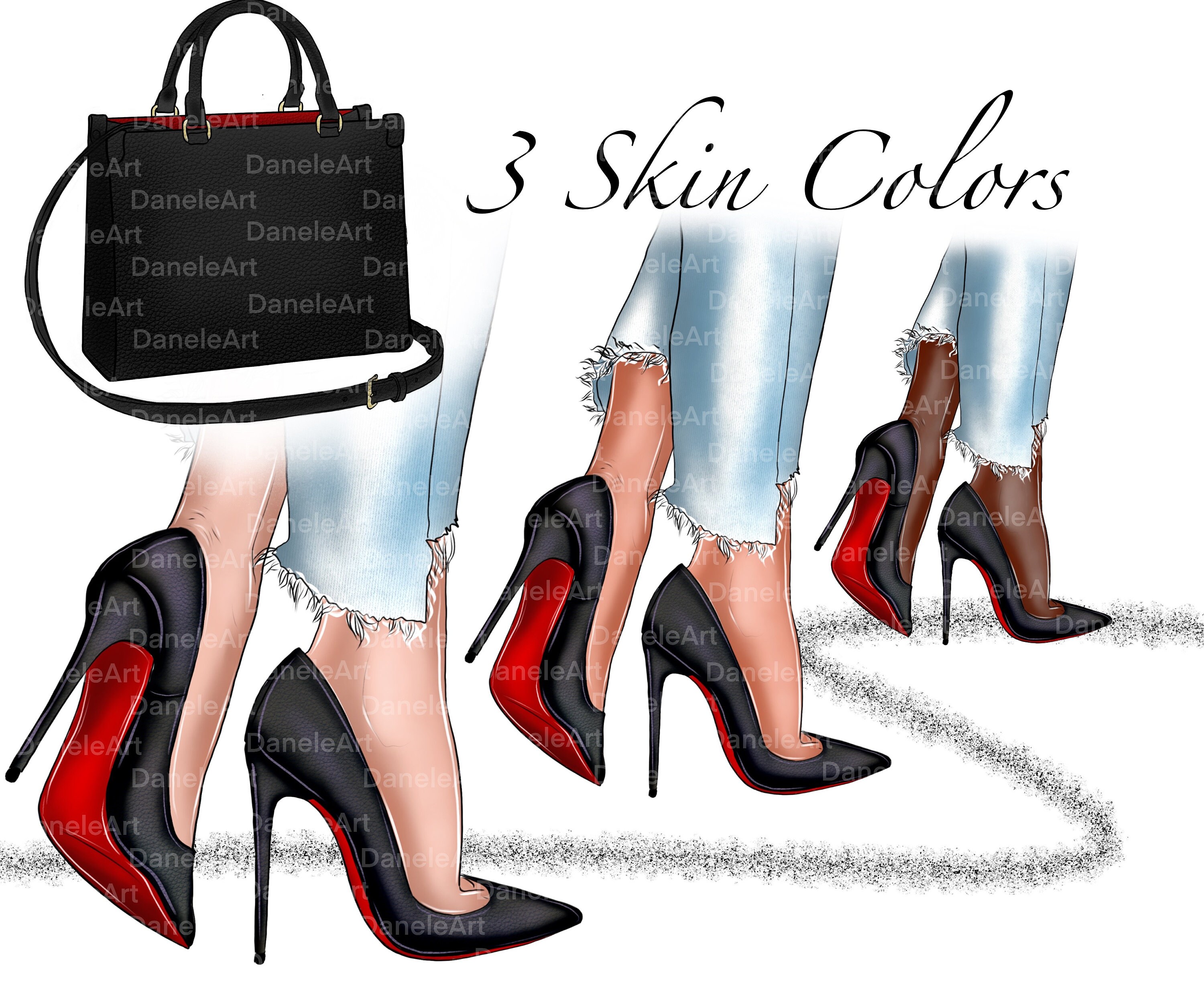 Fashion Bag and High Heel Shoes Clipart Fashion PNG Purse - Etsy