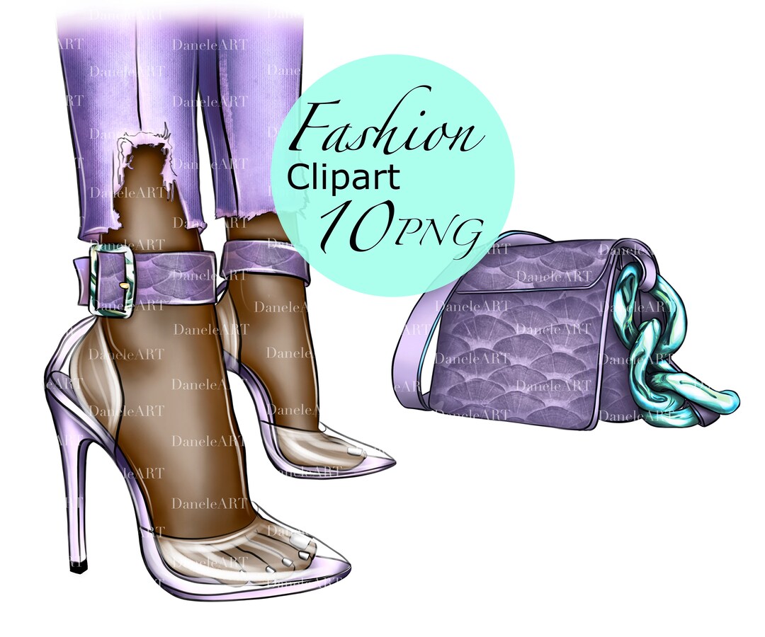 Fashion Bag and High Heels Shoes Clipart, Fashion PNG, Fashion Purse
