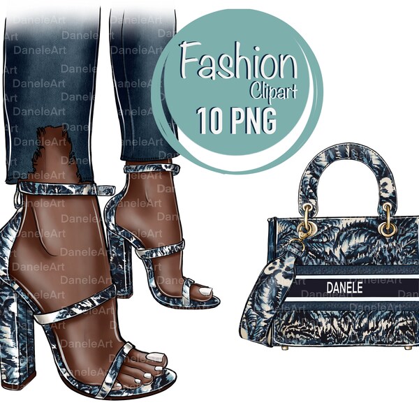 Fashion Bag and High Heel Shoes Clipart, Fashion PNG, Purse, Handbag, Fashion Illustration, Fashion Outfit, Designer