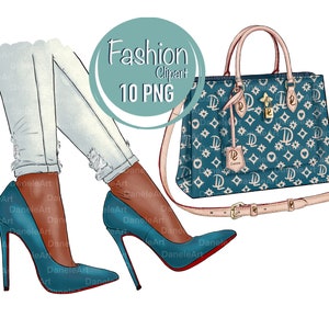 Fashion Bag and High Heel Shoes Clipart, Fashion PNG, Purse, Handbag, Fashion Illustration, Fashion Outfit, Designer